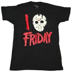 Friday the 13th Jason Voorhees I Heart Friday Graphic T-Shirt Mens MD Black (AI)